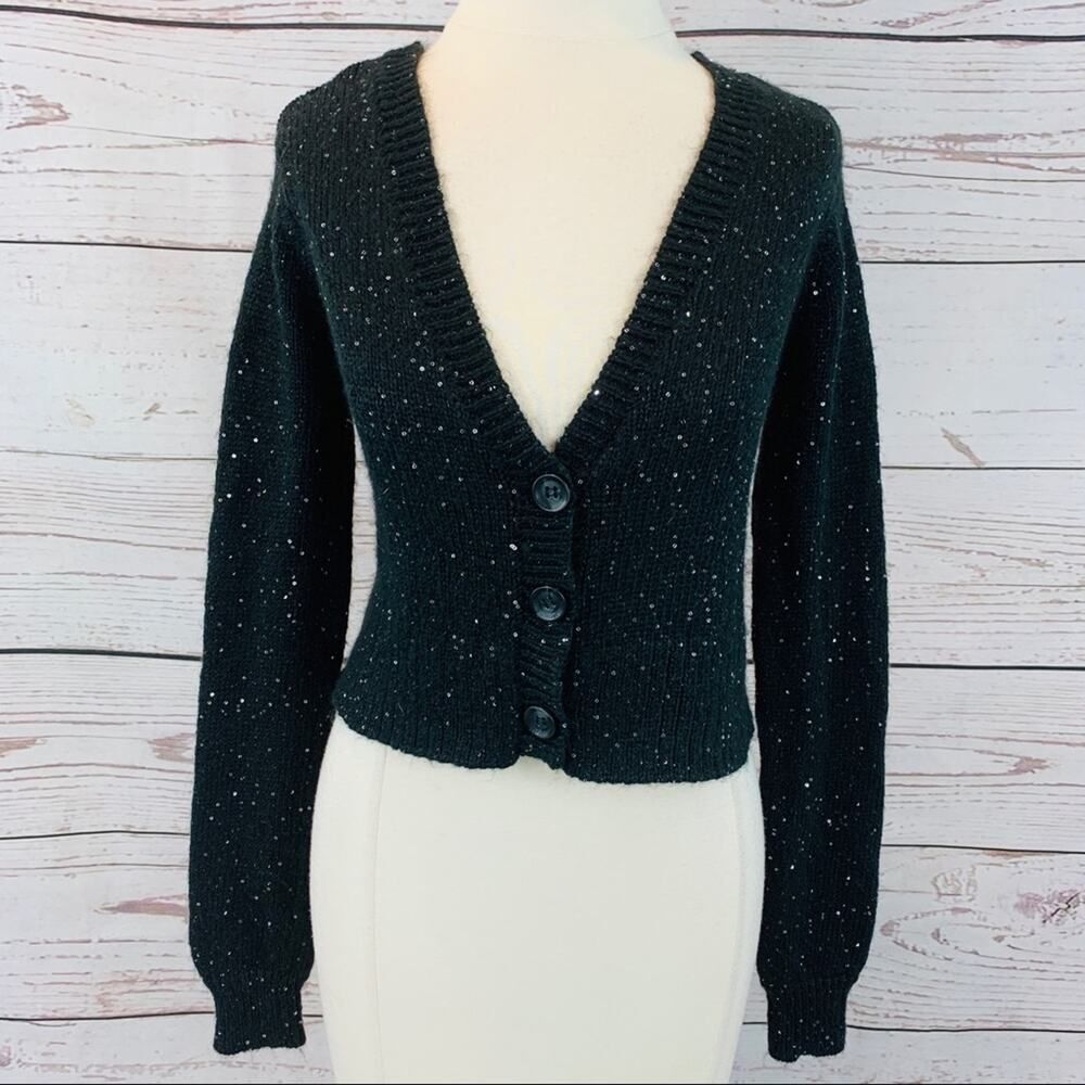 Aeropostale black silver sparkle cardigan sweater